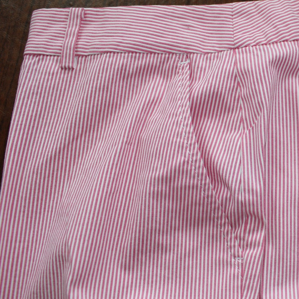Lauren Ralph Lauren Pink and White Striped Seersucker Bermuda Active Shorts - Picture 10 of 12